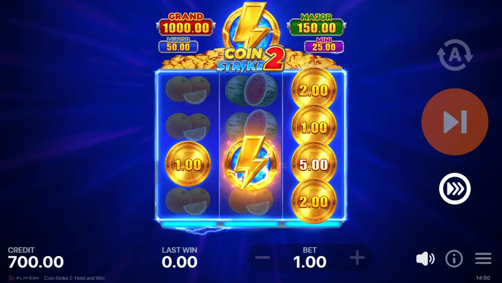 Super Strike Münze auf dem Raster nach dem Bonusspiel